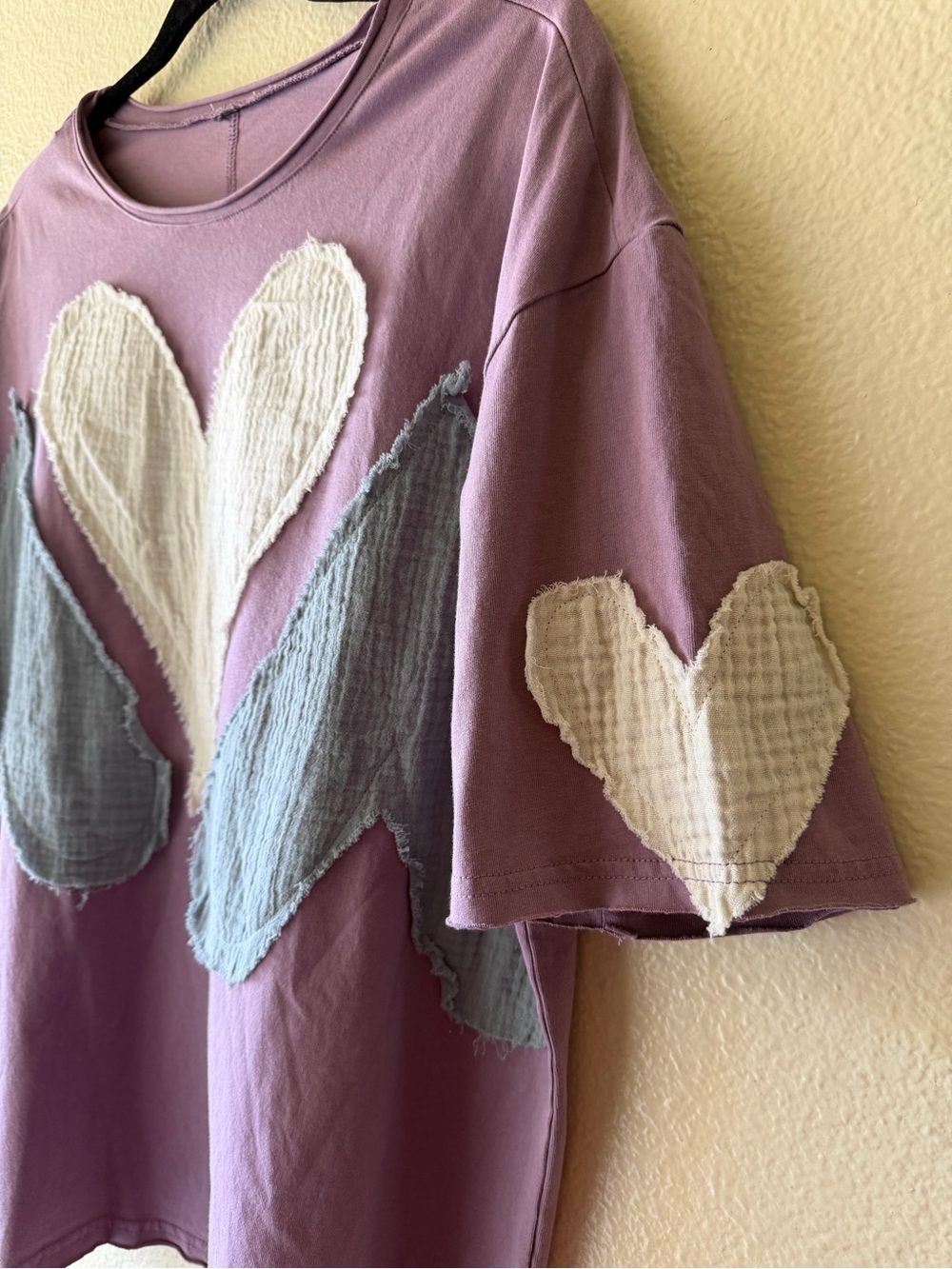 BellanBlue Purple Short Sleeve Tee with Heart Patches - Picture 9 of 13